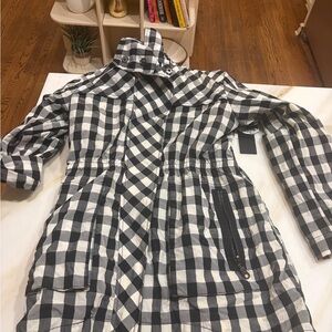 ANORAK Black and White Checkered Trench Coat
